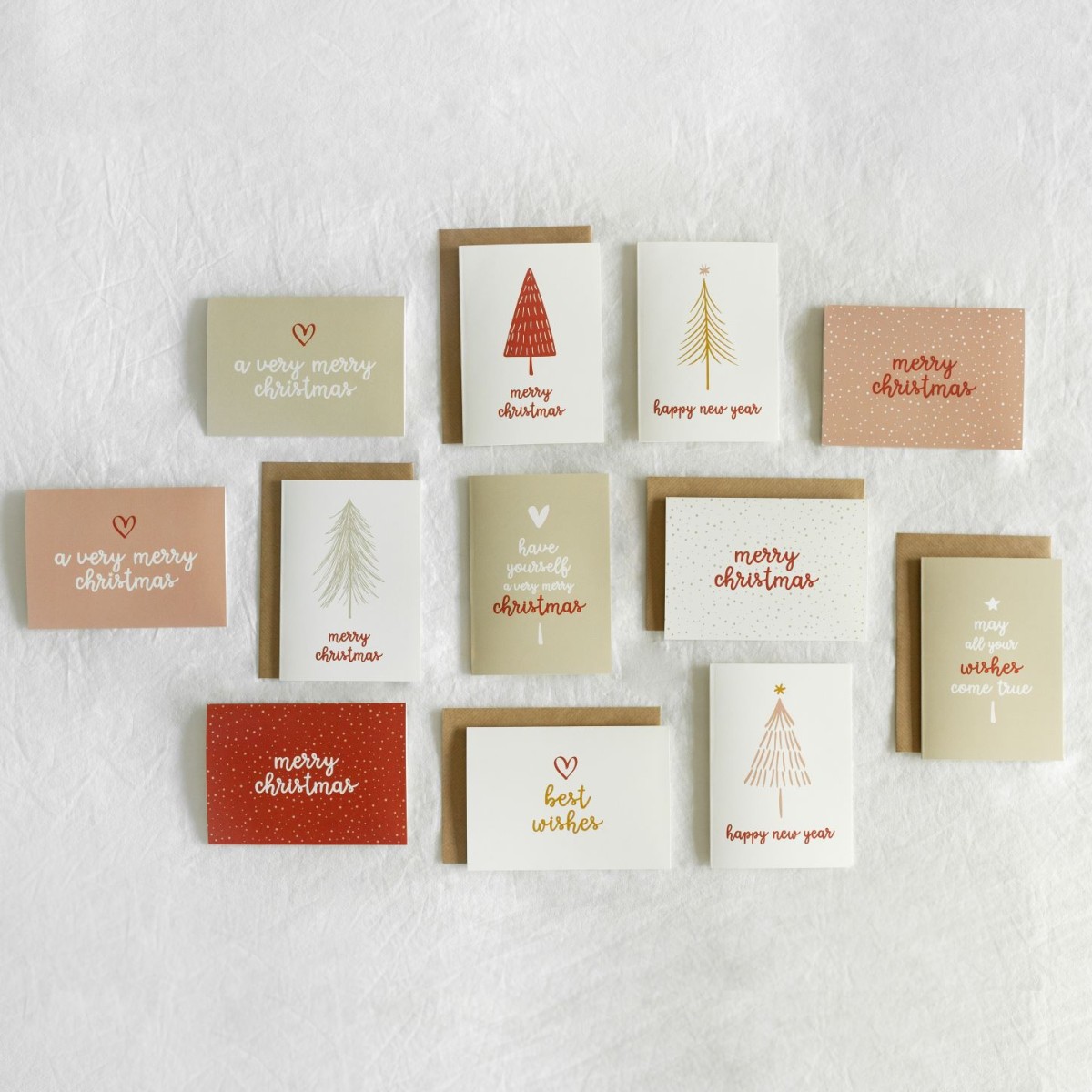 12x hippe gekleurde kerstkaarten (A6 formaat)