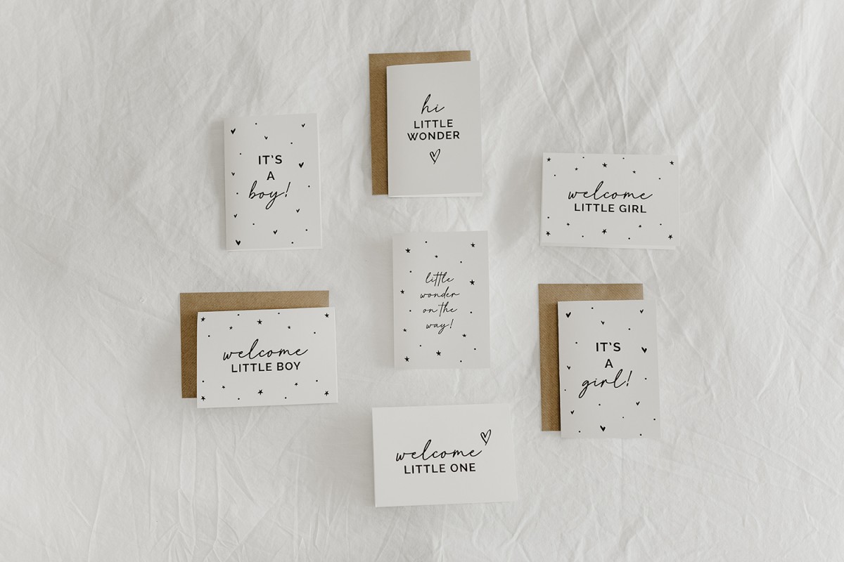 7x hippe geboorte kaartjes (A6)