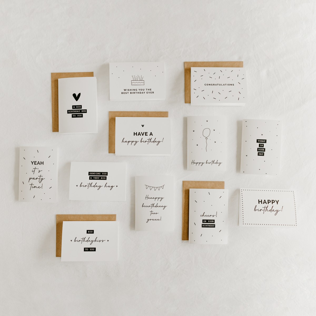 12x hippe verjaardagskaartjes (A6)